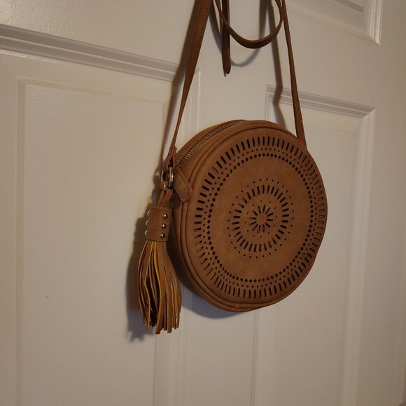 Boho Western Suede Crossbody Round Bag - Picture 7 of 9